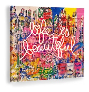 Foto 2 | Decogaleria Cuadro En Bastidor Life Is Beautiful Tintas Neon Graffiti