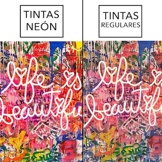 Foto 4 | Decogaleria Cuadro En Bastidor Life Is Beautiful Tintas Neon Graffiti