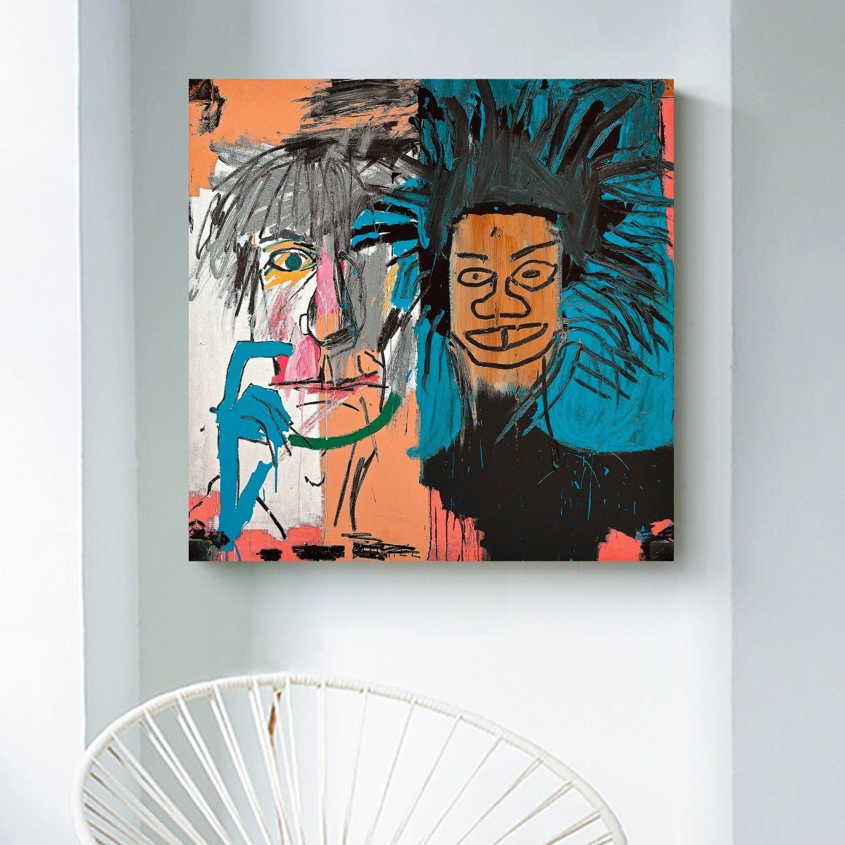 Cuadro Arte Basquiat Y Warhol En Canvas Premium Con Bastidor