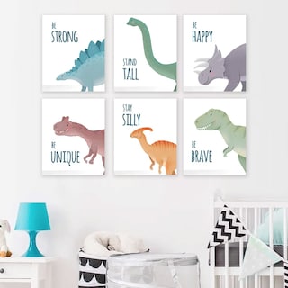Foto 1 | Cuadros Para Niños De Dinosaurios Hipoalergénicos Livianos Color Multicolor Armazón Bastidor