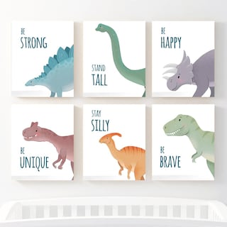 Foto 3 | Cuadros Para Niños De Dinosaurios Hipoalergénicos Livianos Color Multicolor Armazón Bastidor