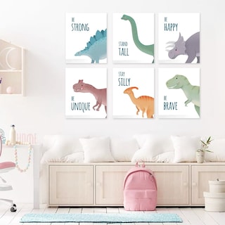 Foto 5 | Cuadros Para Niños De Dinosaurios Hipoalergénicos Livianos Color Multicolor Armazón Bastidor