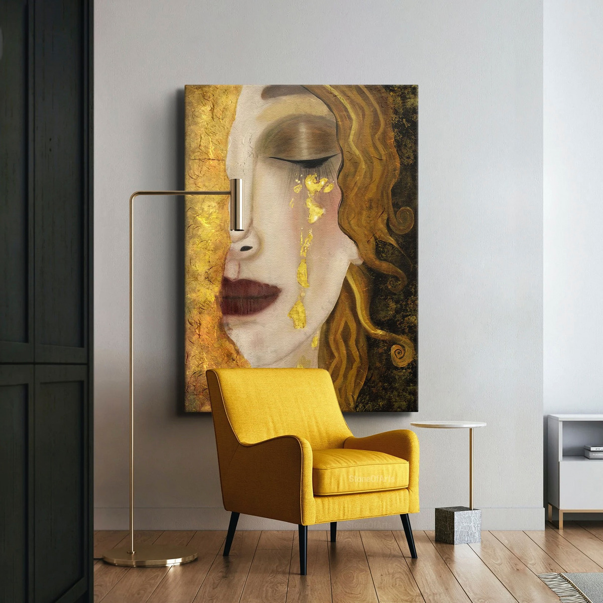 Cuadro Lienzo Canvas Grueso Lagrimas De Oro Klimt 70x100 Hd Color Freyas Tears Armazón Bastidor De Madera