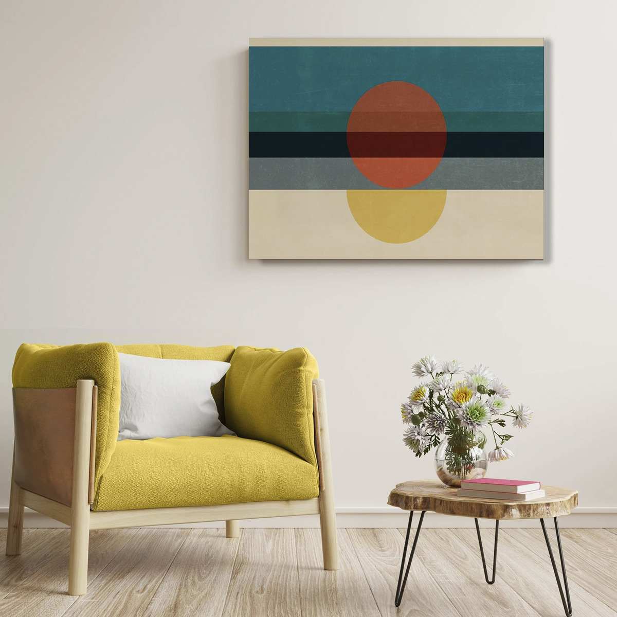 Foto 4 pulgar | Cuadro Bauhaus Sun Horizont Canvas Moderno Geometric 60x80cm