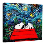 Cuadro Canvas Algodón Snoopy Charlie Brown Noche Estrellada
