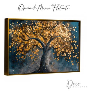 Foto 4 | Cuadro Árbol Dorado Flores Blancas Hd Canvas Grueso 110x70cm