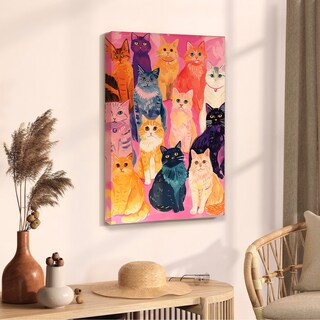 Foto 1 | Cuadro Gatos Colorido Pintura Maximalista En Canvas 60x80cm