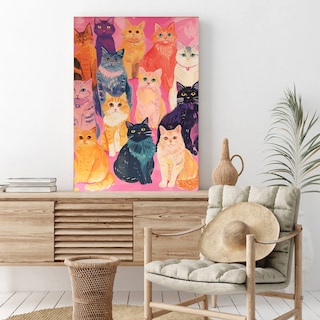 Foto 2 | Cuadro Gatos Colorido Pintura Maximalista En Canvas 60x80cm