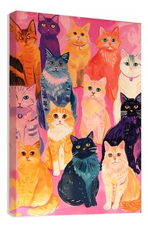 Foto 3 | Cuadro Gatos Colorido Pintura Maximalista En Canvas 60x80cm
