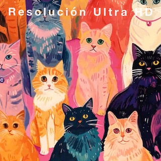 Foto 4 | Cuadro Gatos Colorido Pintura Maximalista En Canvas 60x80cm