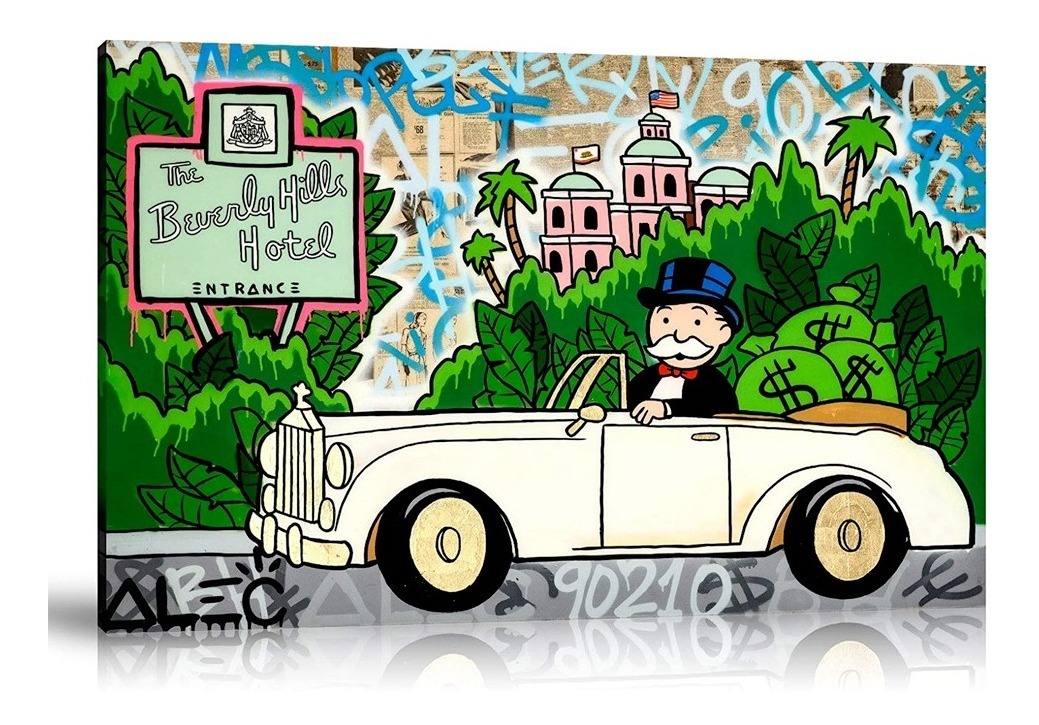 Cuadros Alec Monopoly En Canvas Graffiti Art Urban Modernos Color Beverly Hills Hotel