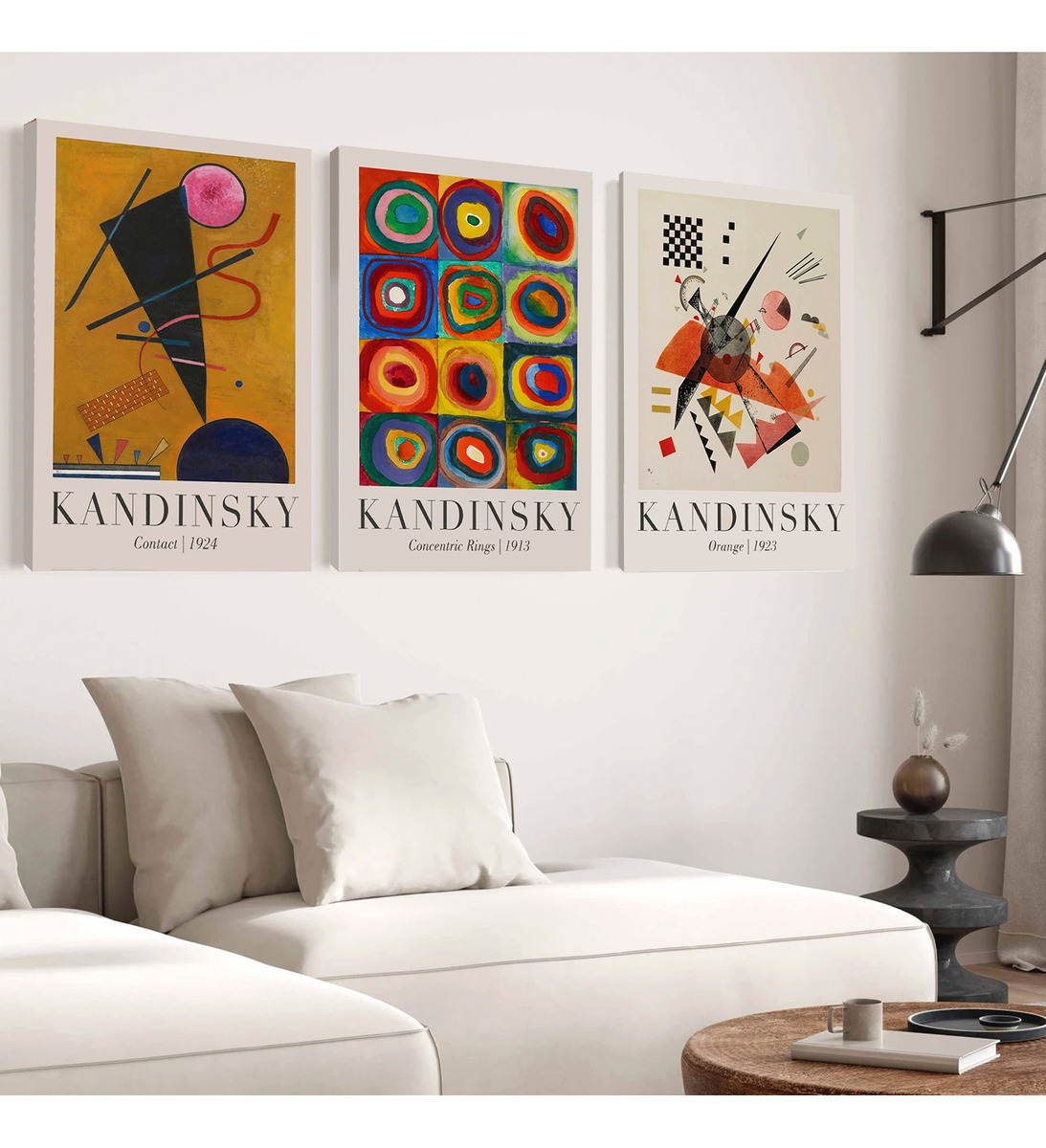 Foto 2 | Set 3 Cuadros Kandinsky Arte Abstracto Bauhaus Canvas Grueso