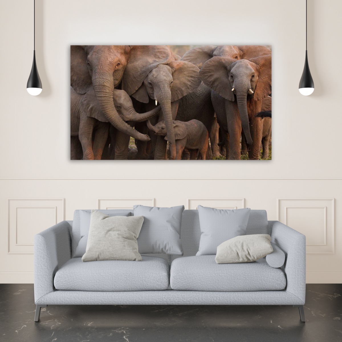 Foto 2 | Cuadros Elefantes Modernos Coloridos En Canvas Ecológicos Color Elefante 3 Armazón Bastidor