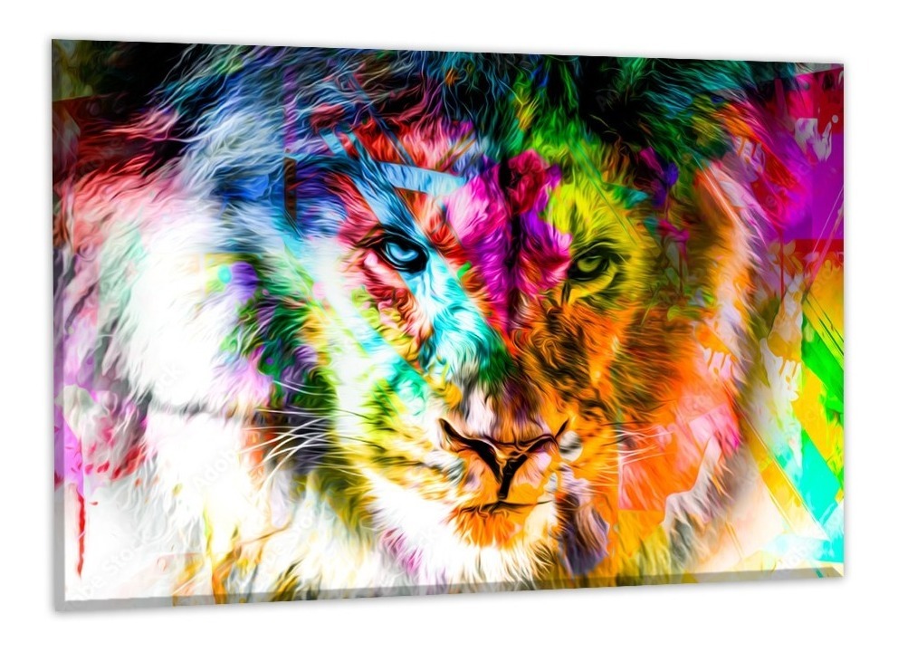 Cuadro Arte Moderno León Abstracto Colores Elegante Sala