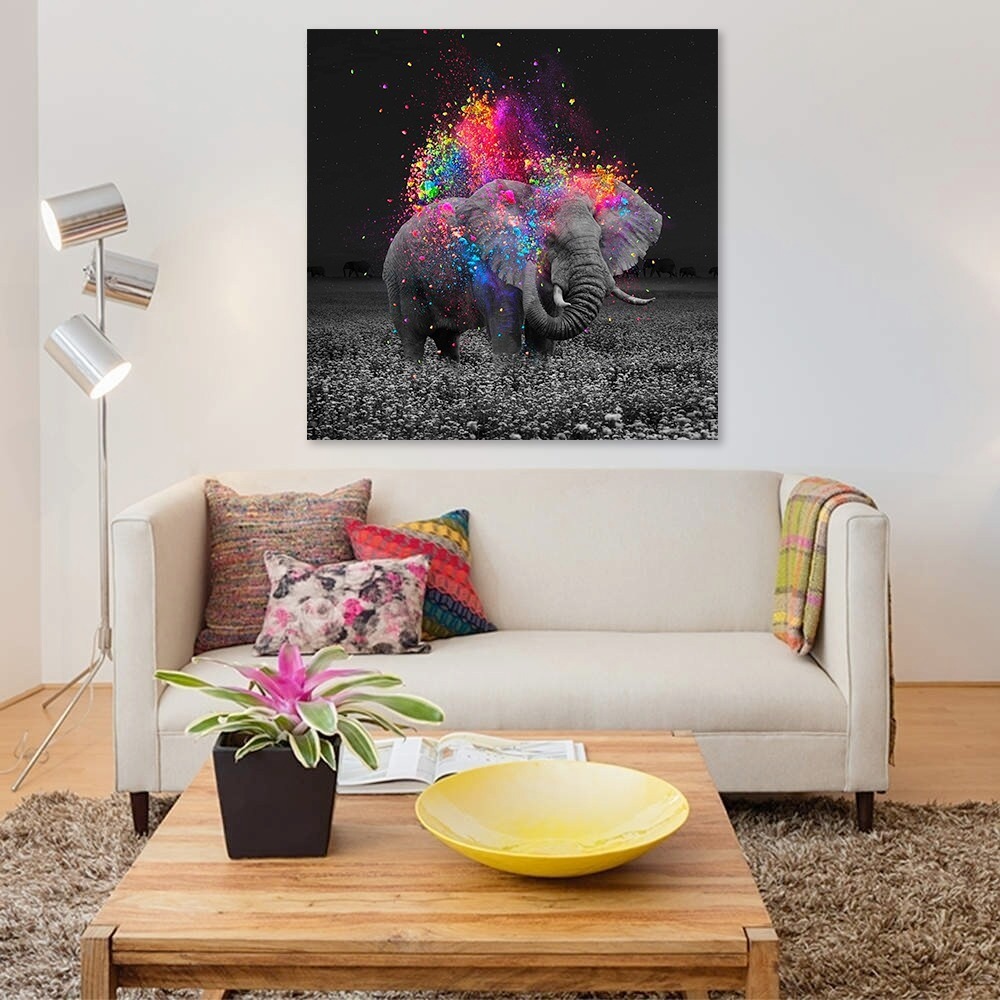 Foto 3 pulgar | Cuadro Elefante Colores Moderno En Lienzo Canvas Envío Grati