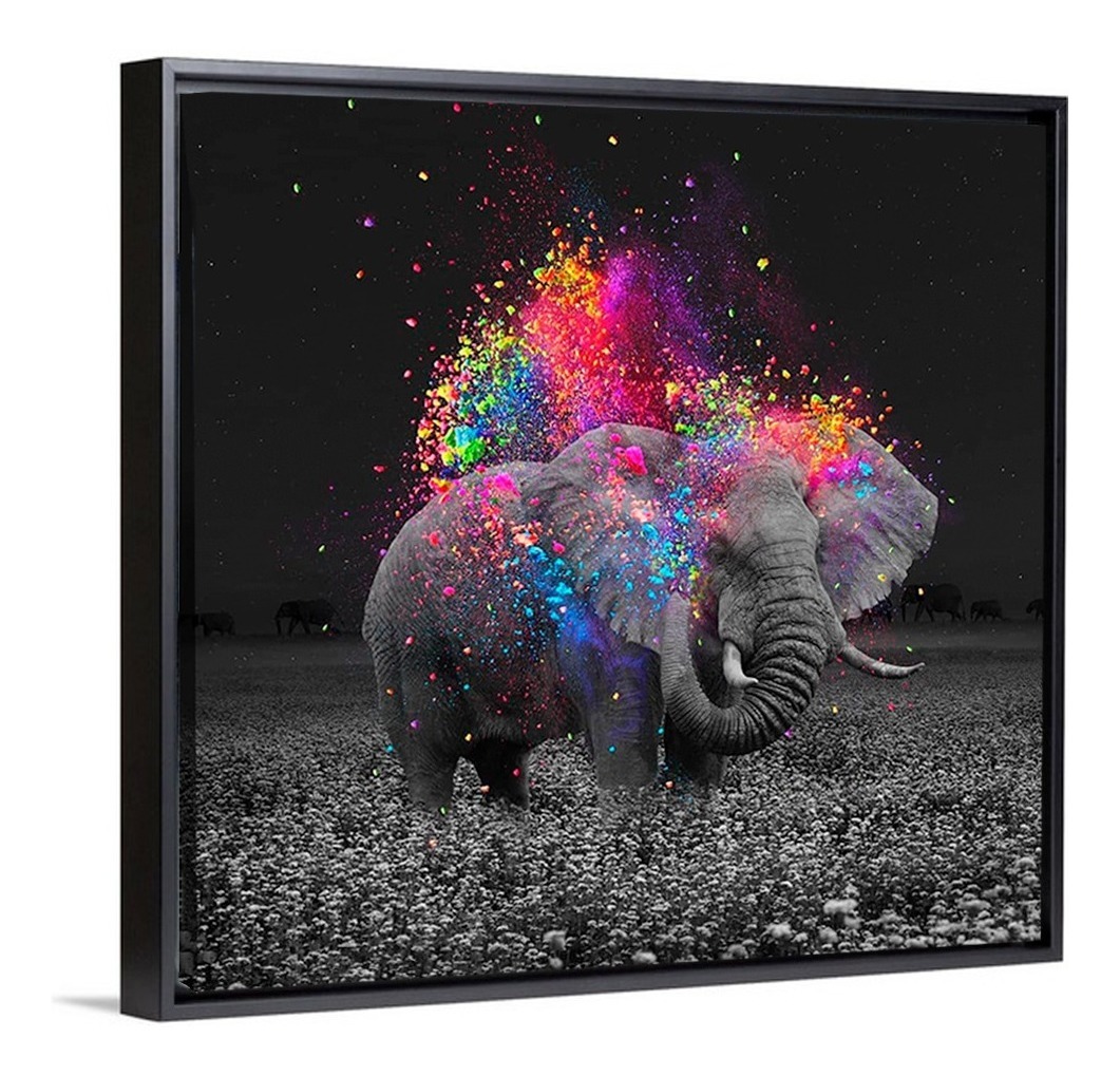 Foto 4 pulgar | Cuadro Elefante Colores Moderno En Lienzo Canvas Envío Grati