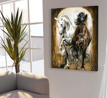 Foto 1 | Cuadros De Caballos Elegantes En Canvas Grueso Galería Color Hermanos Armazón Bastidor