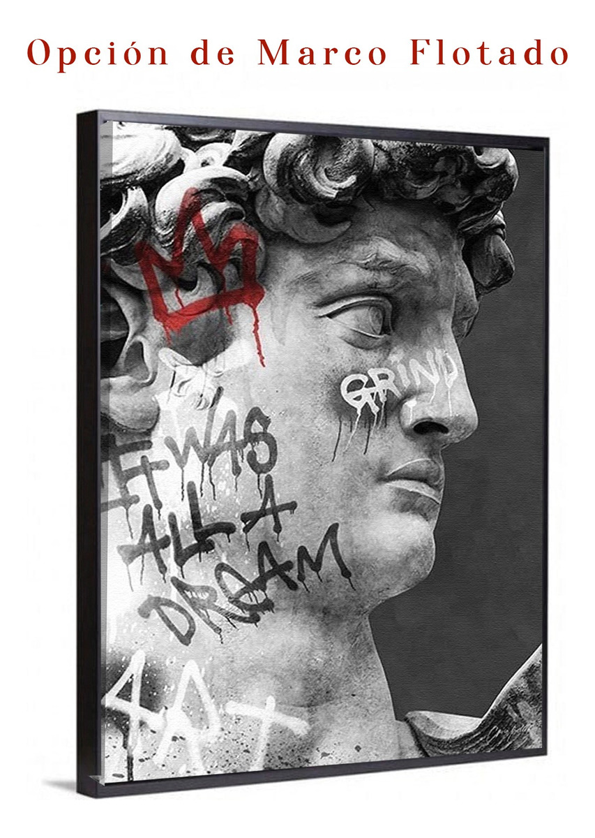 Foto 4 pulgar | Cuadro Estatua Ángel Dioses Griegos Graffiti Canvas 90x60 Cm