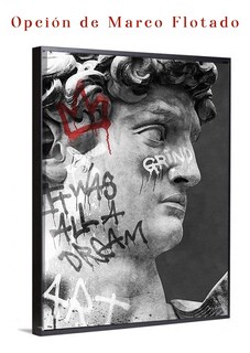 Foto 3 | Cuadro Estatua Ángel Dioses Griegos Graffiti Canvas 90x60 Cm