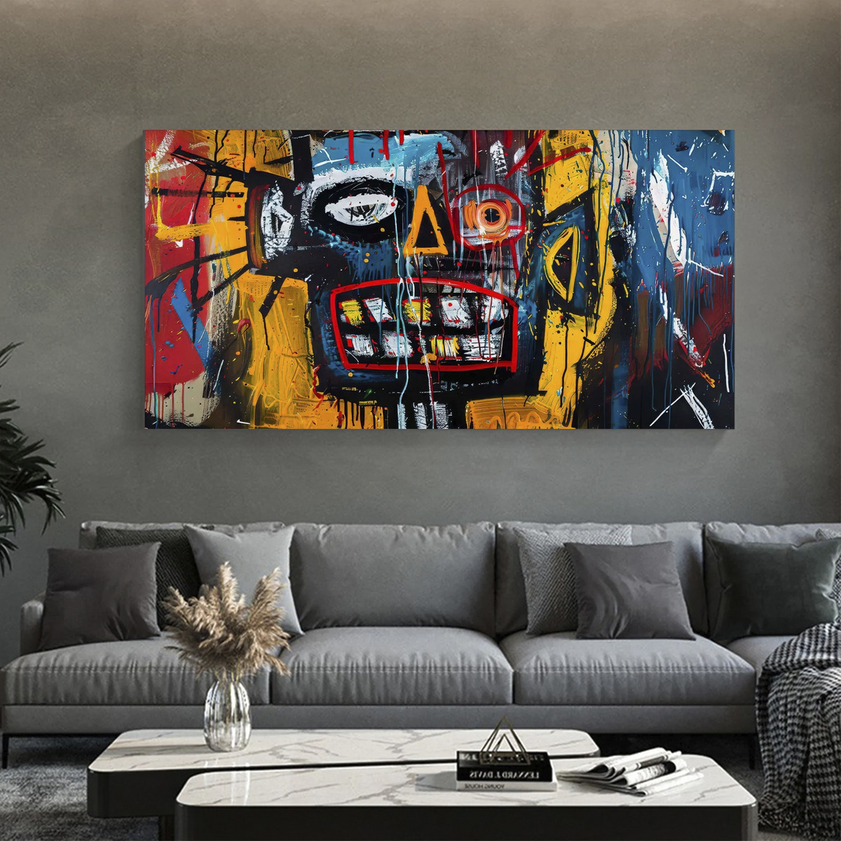 Cuadro Canvas Grafitti Abstracto Basquiat Arte Urbano 100x60