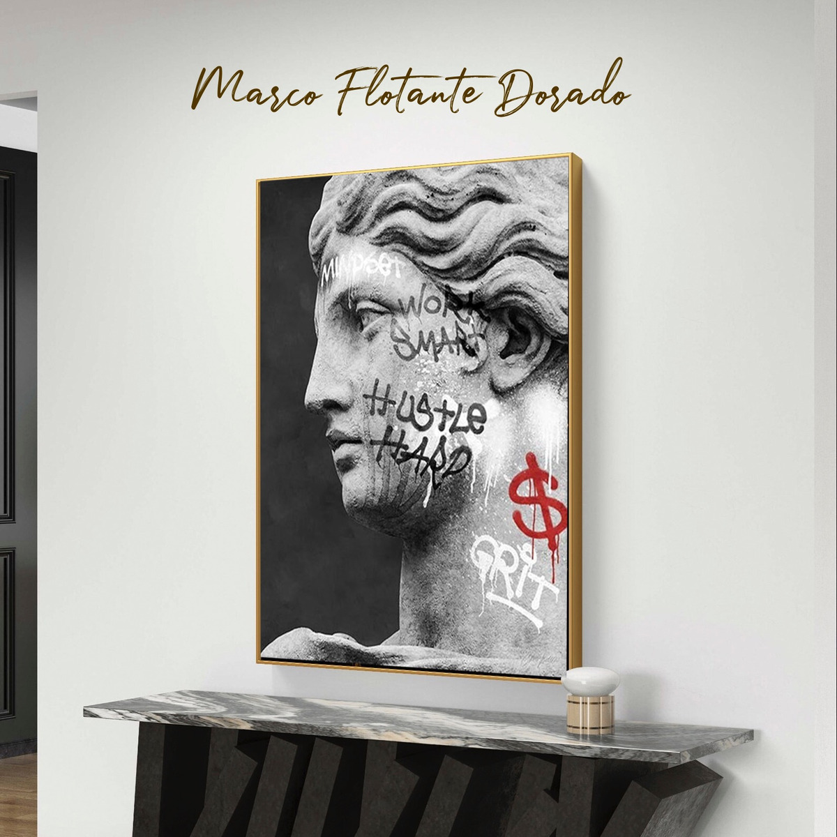 Foto 4 pulgar | Cuadro Estatua Ángel Moderno Graffiti Grande Canvas 140x90cm