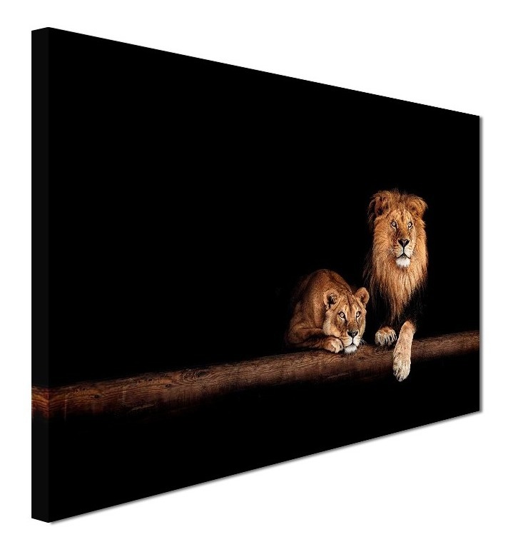Foto 2 pulgar | Cuadro Decorativo Canvas Leones, Moderno Para Recamara, Sala Color Marrón Armazón Bastidor De Madera