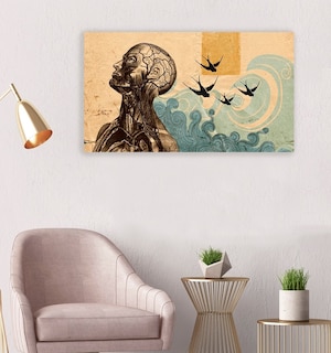 Foto 3 | Cuadro Decorativo Canvas Para Consultorio Medico, Cuerpo Color Mente Armazón Bastidor De Madera
