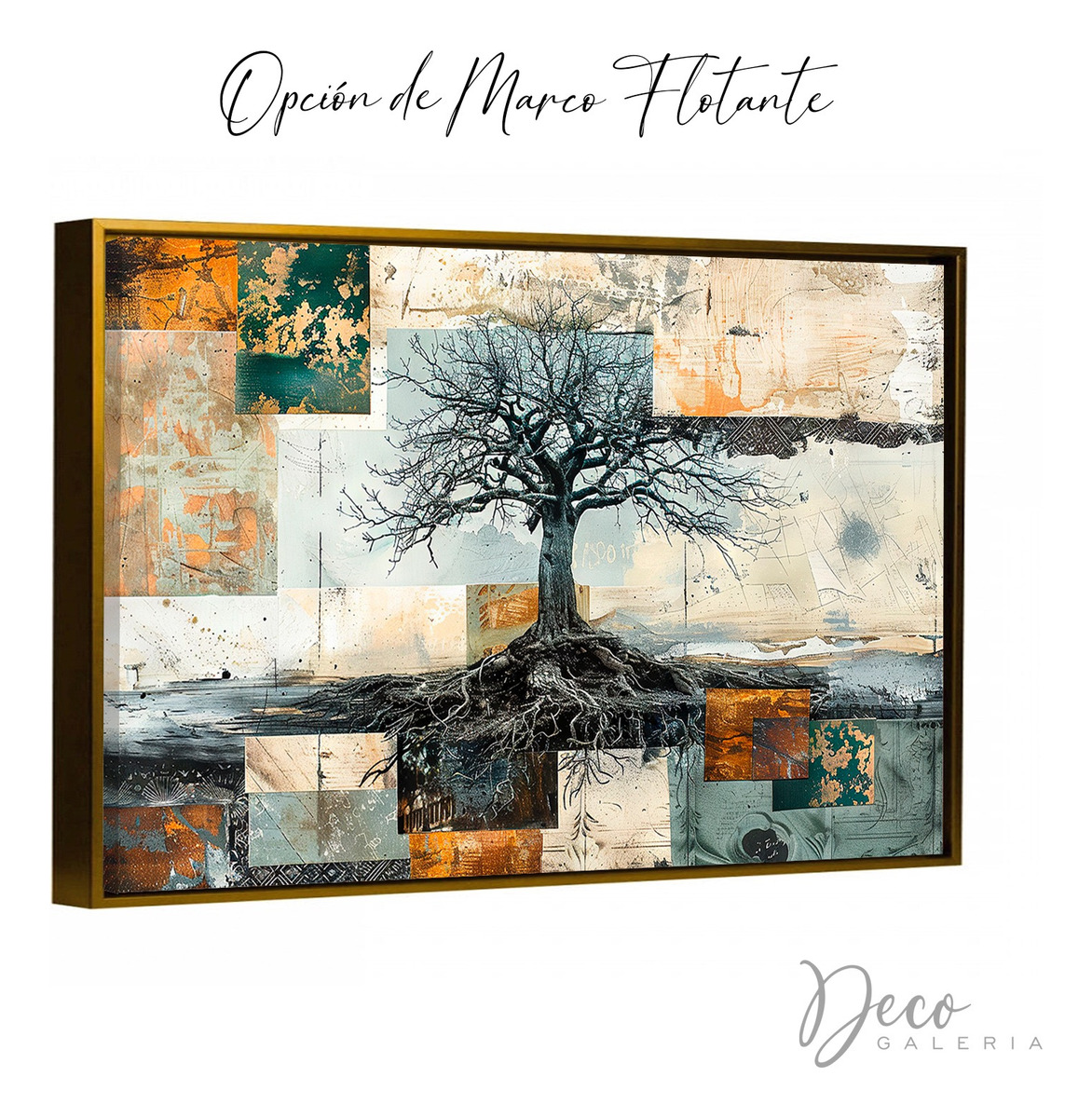 Foto 4 | Cuadro Árbol Dorado Flores Blancas Hd Canvas Grueso 110x70cm