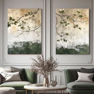 Foto 3 | Juego De Cuadros Canvas Abstracto Verde Floral Elegante Sala