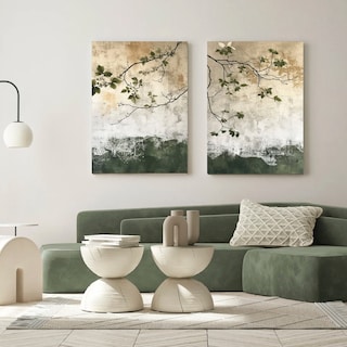 Foto 4 | Juego De Cuadros Canvas Abstracto Verde Floral Elegante Sala
