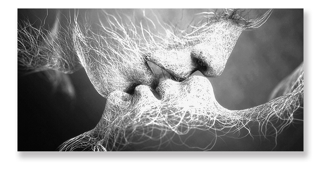 Cuadro Decorativo Moderno Minimalista Beso Abstracto Canvas