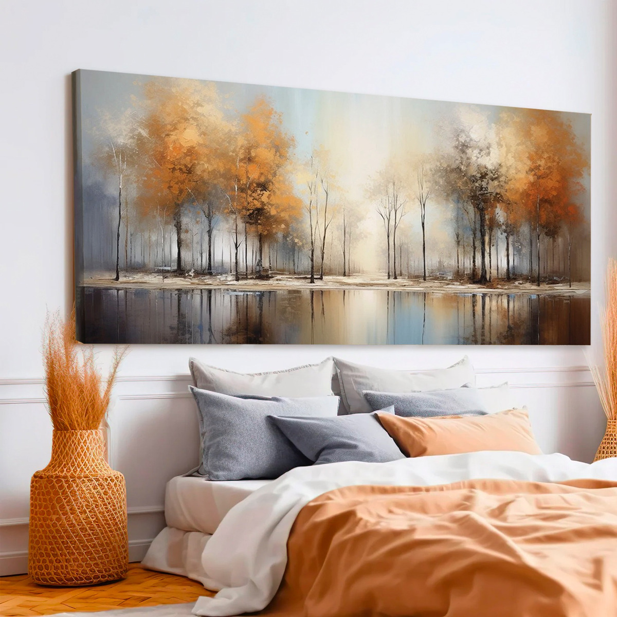 Cuadro Elegante Arboles Paisaje Abstracto En Canvas Grueso