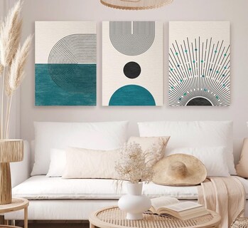 Foto 2 | Set 3 Cuadros Canvas Decorativos Abstracto Moderno Bauhaus
