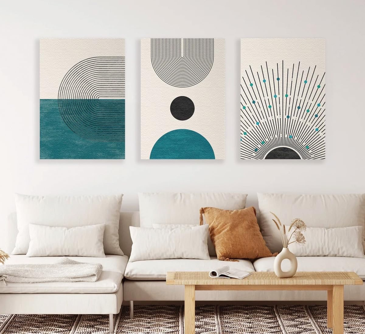 Foto 4 pulgar | Set 3 Cuadros Canvas Decorativos Abstracto Moderno Bauhaus
