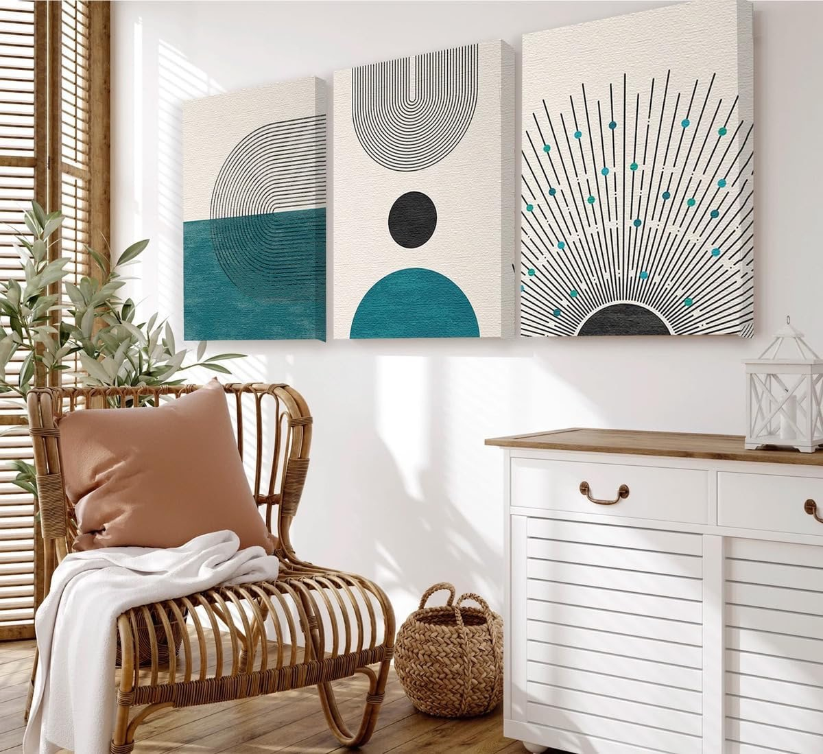 Foto 4 | Set 3 Cuadros Canvas Decorativos Abstracto Moderno Bauhaus