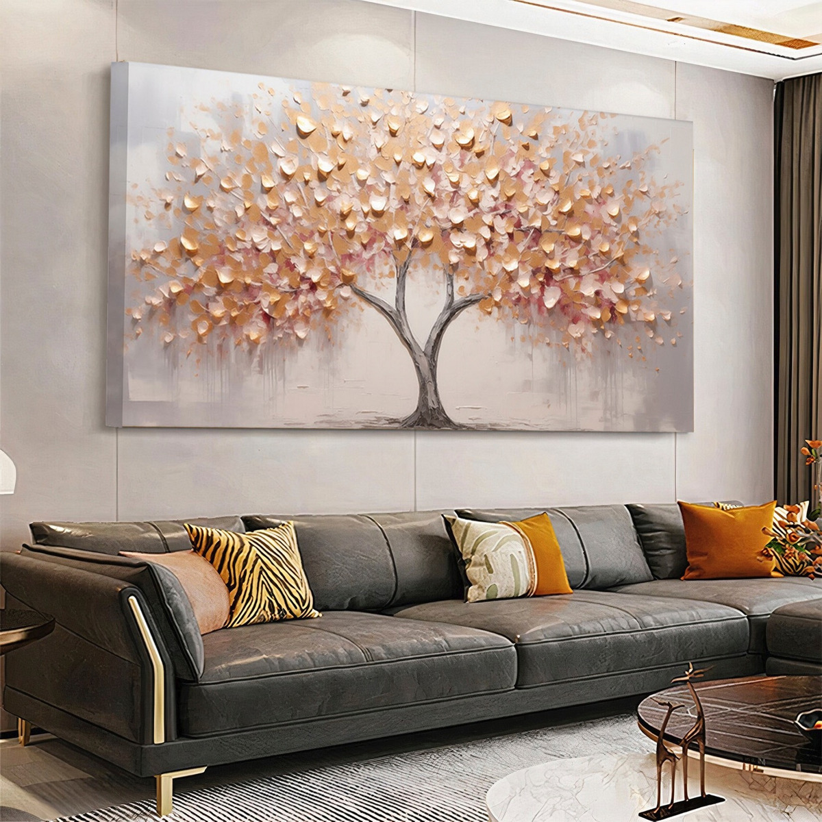 Foto 2 | Cuadro Arbol Rosado Abstracto  Lujo Canvas Grueso 120x60 Cm Color Rama Mariposas Armazón Bastidor De Madera