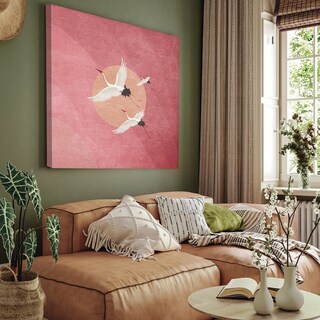 Foto 1 | Cuadro Aves Exóticas Grullas Elegante Rosa Canvas 70x70cm