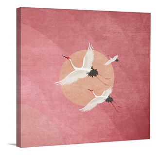 Foto 2 | Cuadro Aves Exóticas Grullas Elegante Rosa Canvas 70x70cm