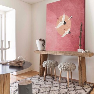 Foto 3 | Cuadro Aves Exóticas Grullas Elegante Rosa Canvas 70x70cm