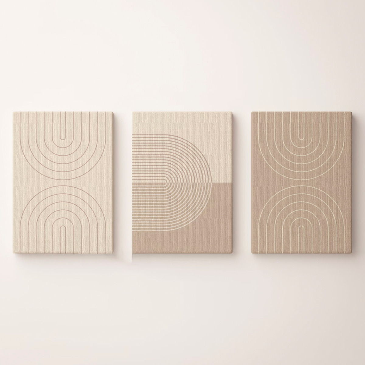 Set Cuadros Canvas Bauhaus Neutros Lineal Modernos 30x40cm.
