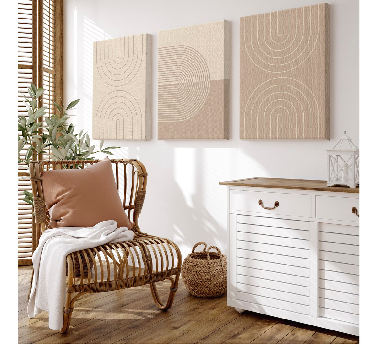 Foto 2 | Set Cuadros Canvas Bauhaus Neutros Lineal Modernos 30x40cm.