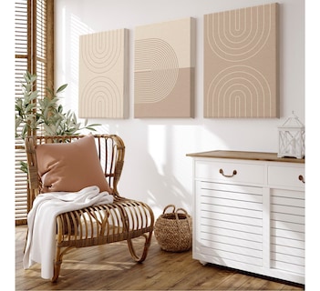 Foto 2 | Set Cuadros Canvas Bauhaus Neutros Lineal Modernos 30x40cm.