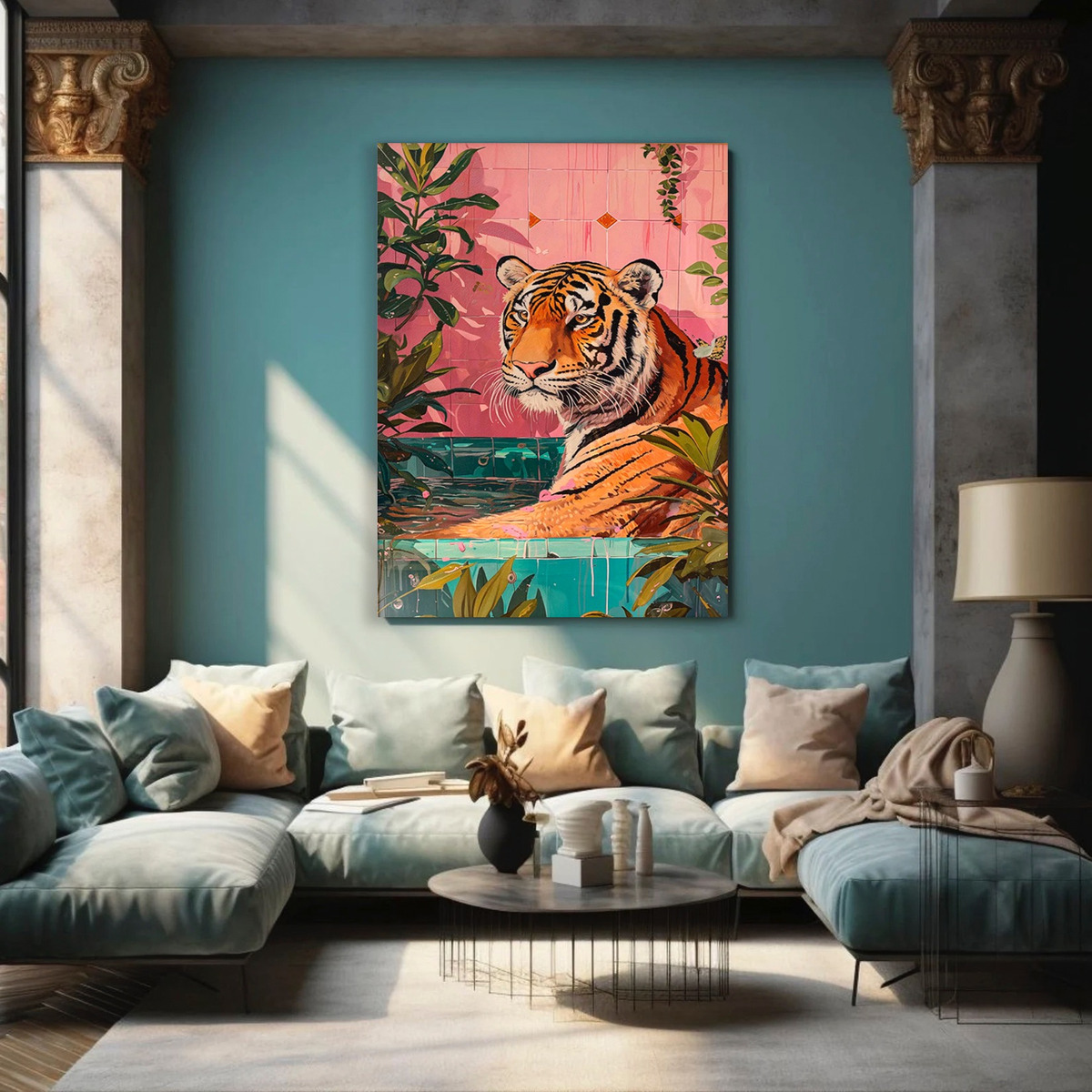 Foto 3 pulgar | Cuadros Tigres Exótico Decoración Maximalista Canvas Grueso