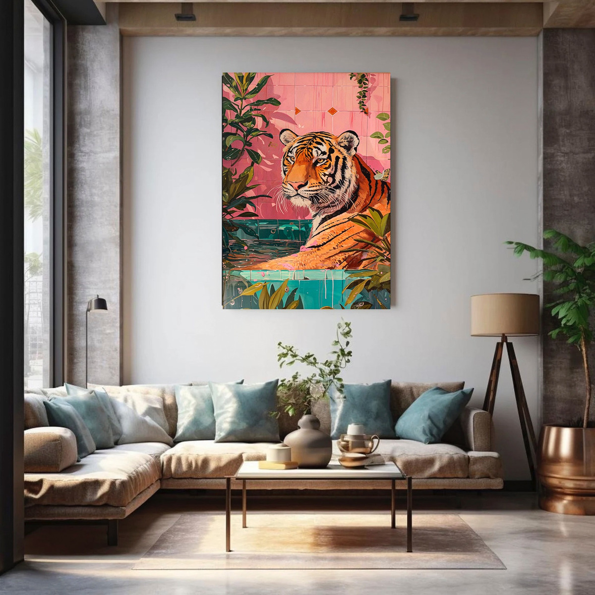 Foto 4 pulgar | Cuadros Tigres Exótico Decoración Maximalista Canvas Grueso