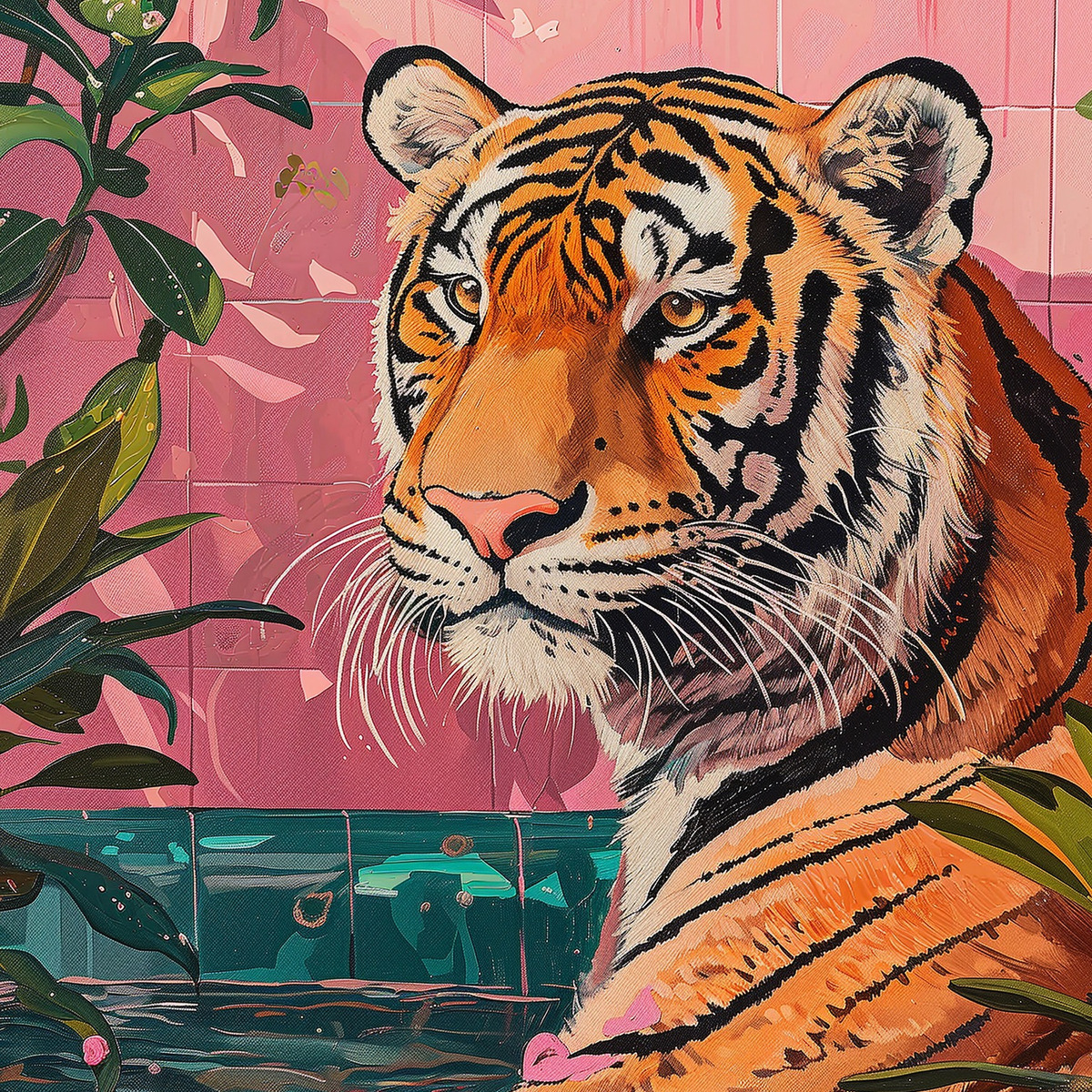 Foto 5 pulgar | Cuadros Tigres Exótico Decoración Maximalista Canvas Grueso