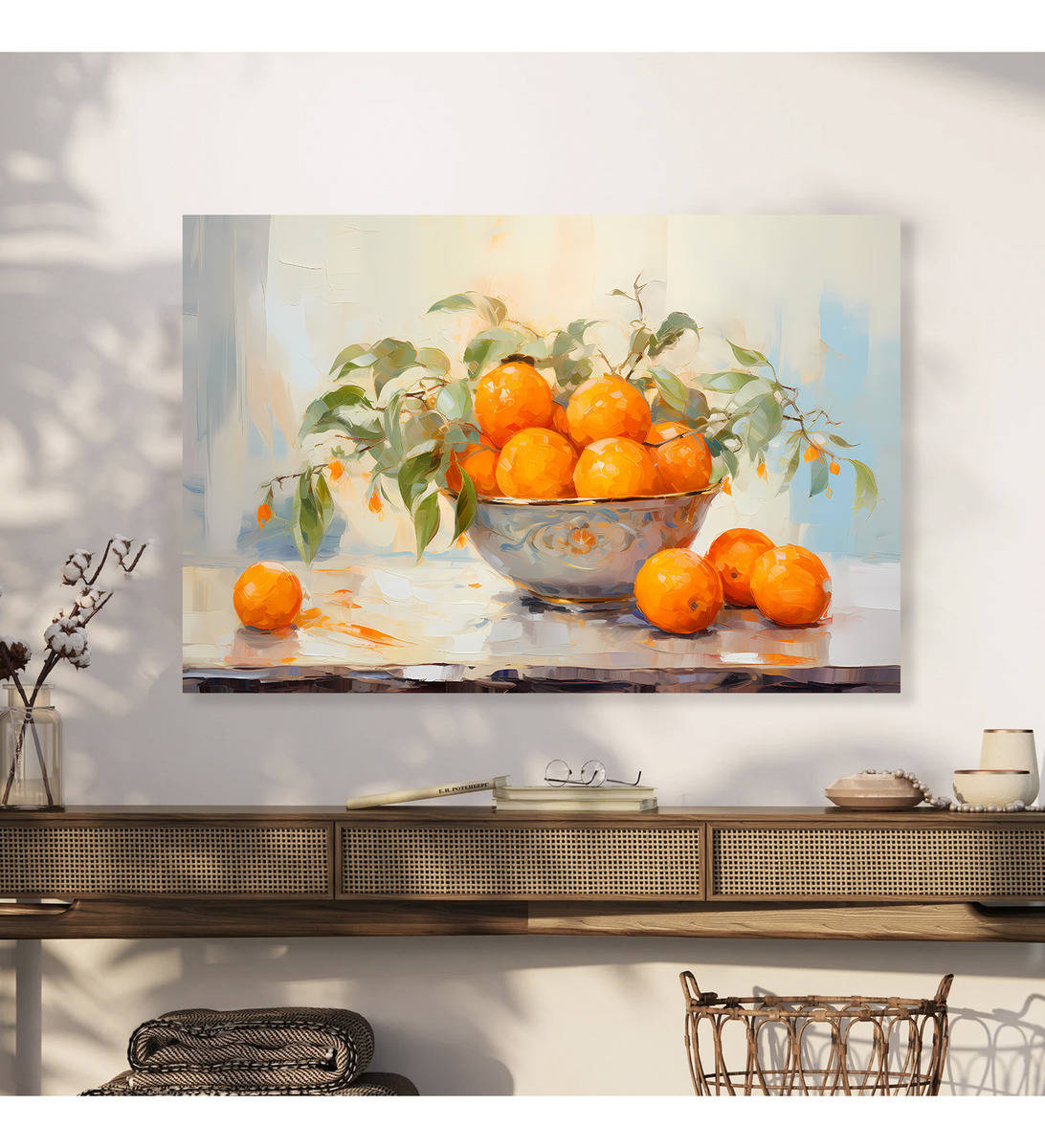 Foto 3 pulgar | Cuadro Limones Naranjas Canvas Estilo Galería 90x60cm.