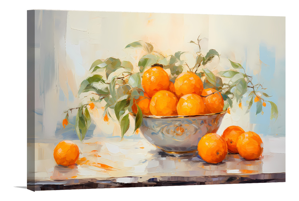 Foto 5 pulgar | Cuadro Limones Naranjas Canvas Estilo Galería 90x60cm.