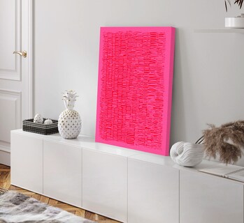 Foto 1 | Cuadros Abstracto Colorido Audaz Modernos En Lienzo Grueso Color Hot Pink Armazón Bastidor De Madera