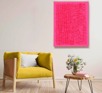 Foto 4 | Cuadros Abstracto Colorido Audaz Modernos En Lienzo Grueso Color Hot Pink Armazón Bastidor De Madera