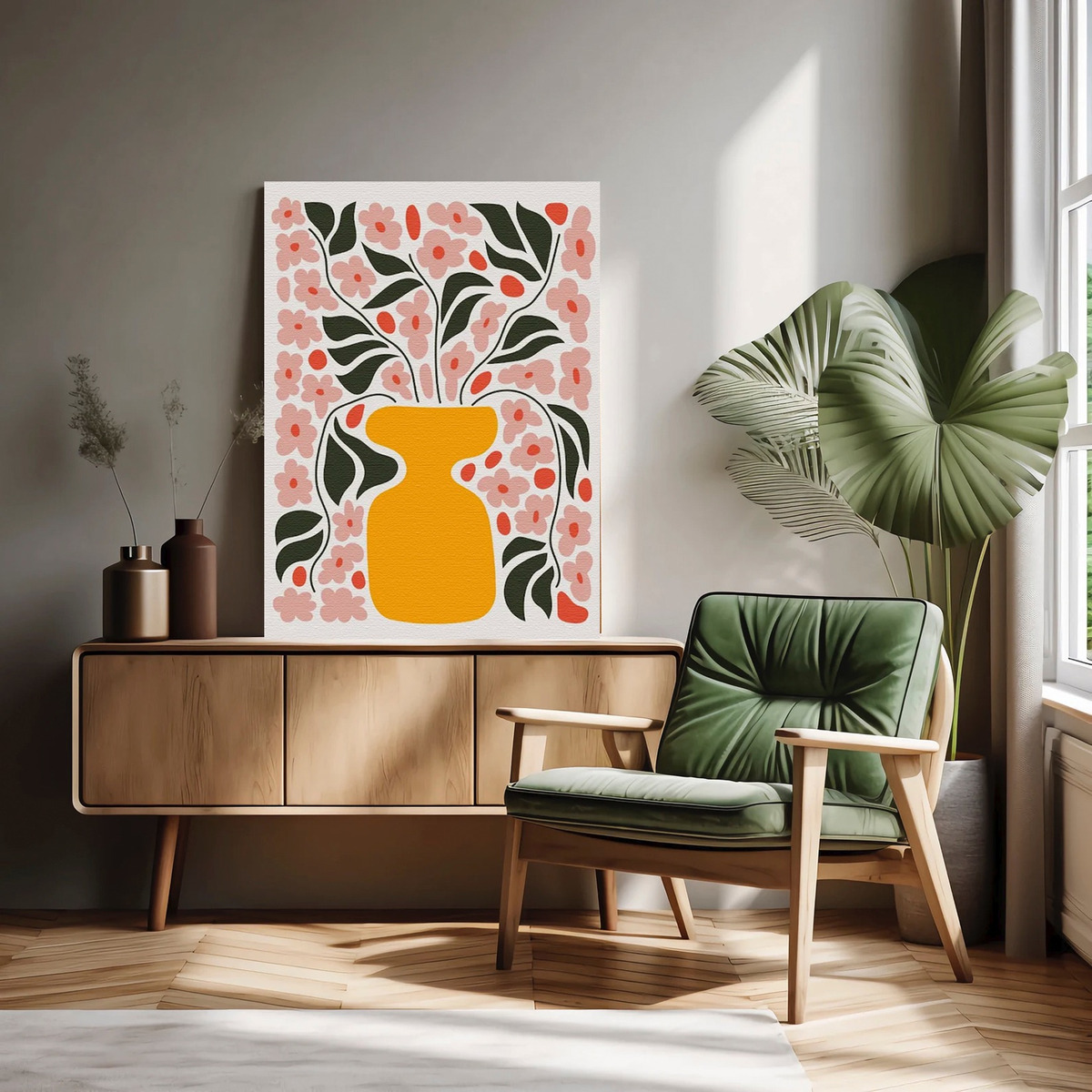 Cuadros Modernos Botanico Bohemio Floral Canvas 40x60cm